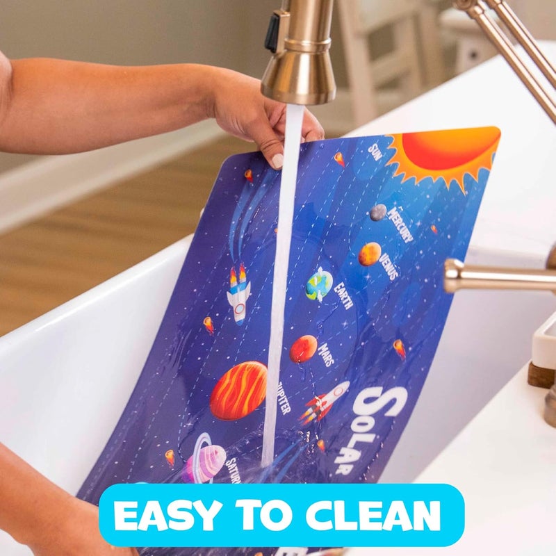 Hapinest 6 Pack Reusable Non Slip Educational Placemats for Kids & Toddlers, Learning Mat with Alphabet Numbers & US Map - Image 3